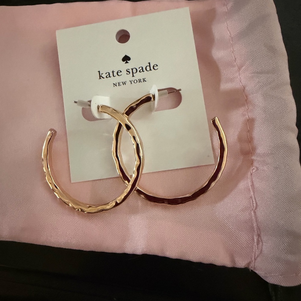 NEW kate spade New York Hammered Gold Hoop Earrings
